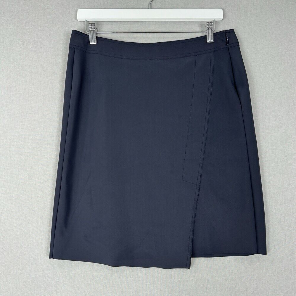 Ecru Womens Skirt 8 Blue A-Line Asymmetric Scuba Faux‎ Wrap Office Comfy Travel